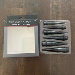 Pierced nation taper kit, black metal 2g - 00g